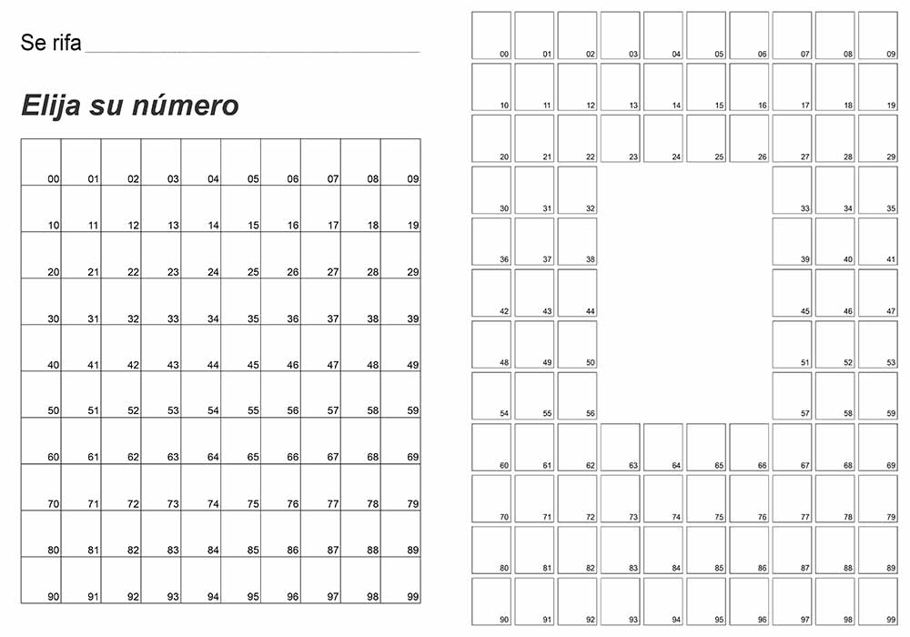 Plantillas para sorteos de 0-99