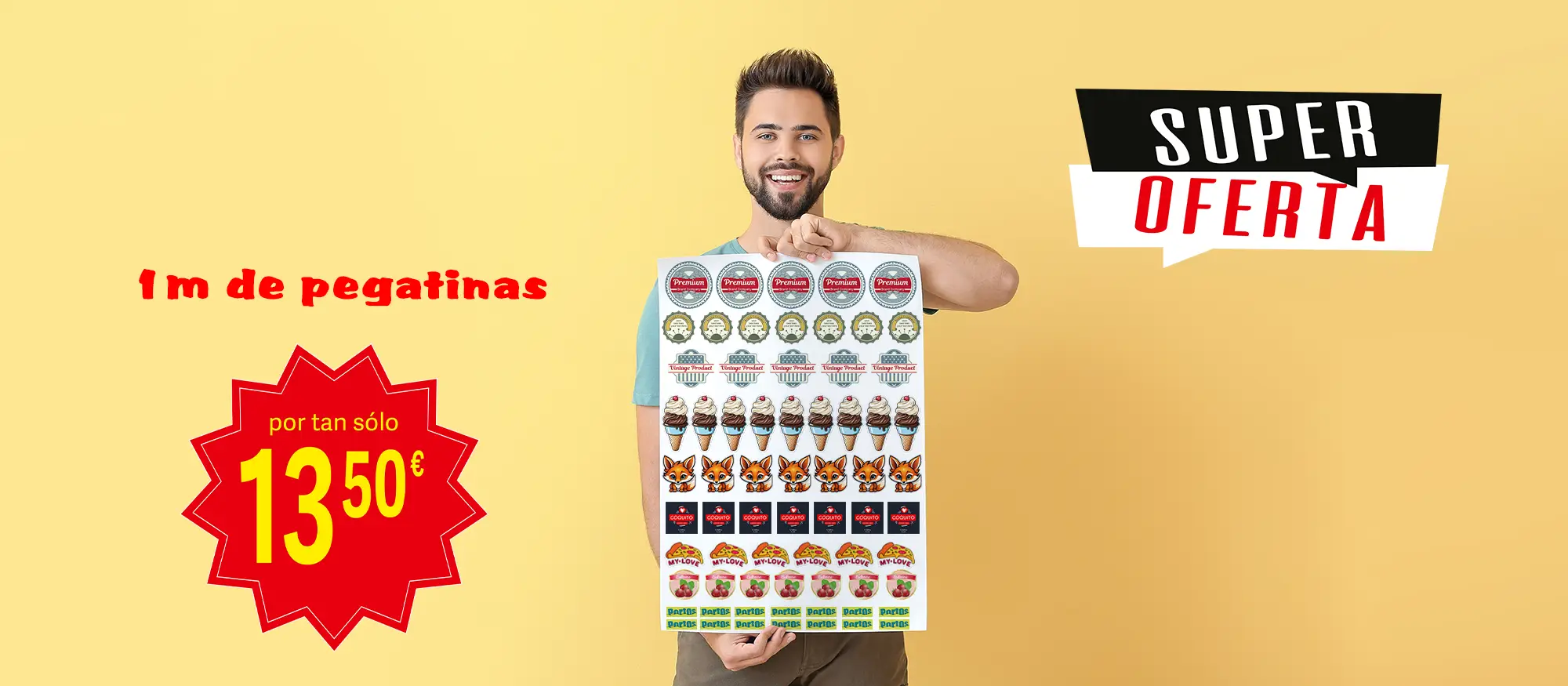 Persona con muchas pegatinas en la mano
